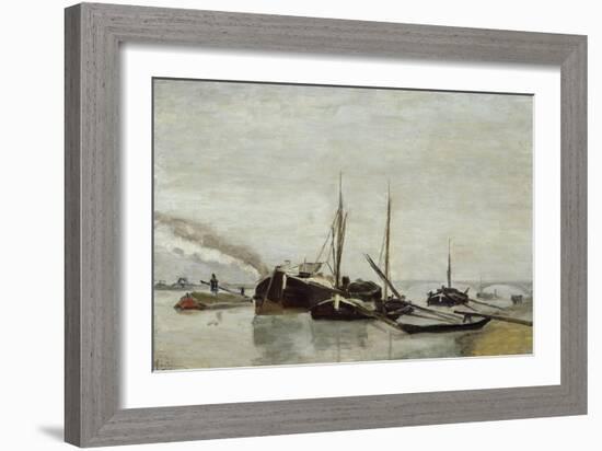 Péniches sur la Seine à Bercy-Armand Guillaumin-Framed Giclee Print