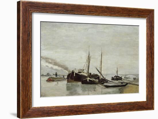 Péniches sur la Seine à Bercy-Armand Guillaumin-Framed Giclee Print