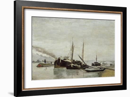 Péniches sur la Seine à Bercy-Armand Guillaumin-Framed Giclee Print