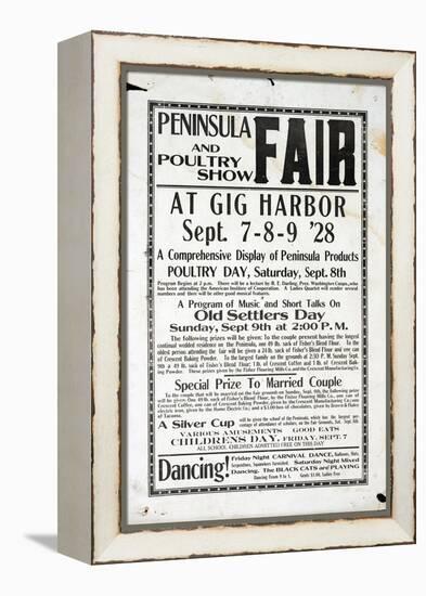 Peninsula Fair and Poultry Show, Gig Harbor (September 7-9, 1928)-null-Framed Premier Image Canvas