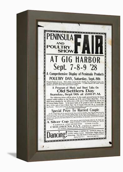 Peninsula Fair and Poultry Show, Gig Harbor (September 7-9, 1928)-null-Framed Premier Image Canvas