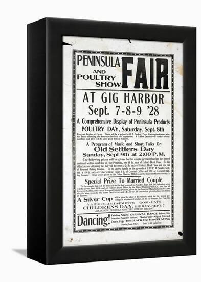 Peninsula Fair and Poultry Show, Gig Harbor (September 7-9, 1928)-null-Framed Premier Image Canvas