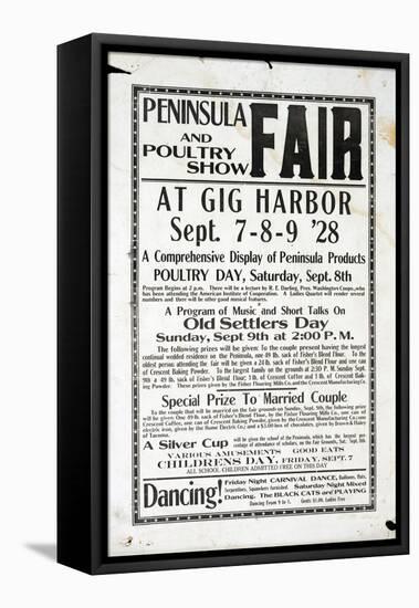 Peninsula Fair and Poultry Show, Gig Harbor (September 7-9, 1928)-null-Framed Premier Image Canvas