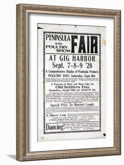 Peninsula Fair and Poultry Show, Gig Harbor (September 7-9, 1928)-null-Framed Giclee Print