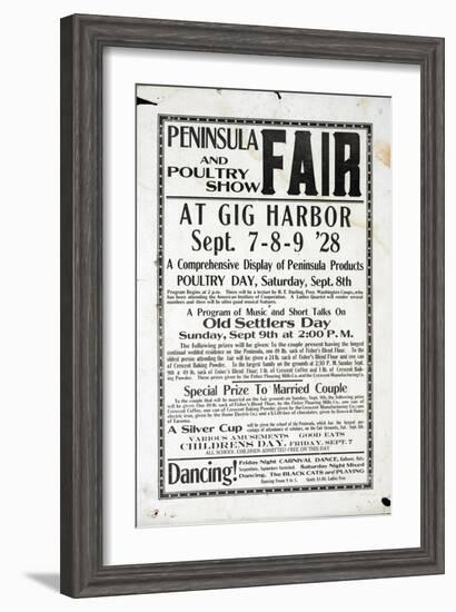 Peninsula Fair and Poultry Show, Gig Harbor (September 7-9, 1928)-null-Framed Giclee Print