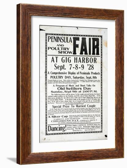 Peninsula Fair and Poultry Show, Gig Harbor (September 7-9, 1928)-null-Framed Giclee Print