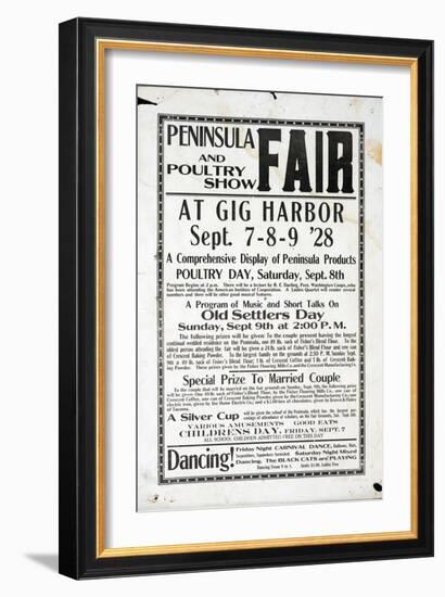 Peninsula Fair and Poultry Show, Gig Harbor (September 7-9, 1928)-null-Framed Giclee Print