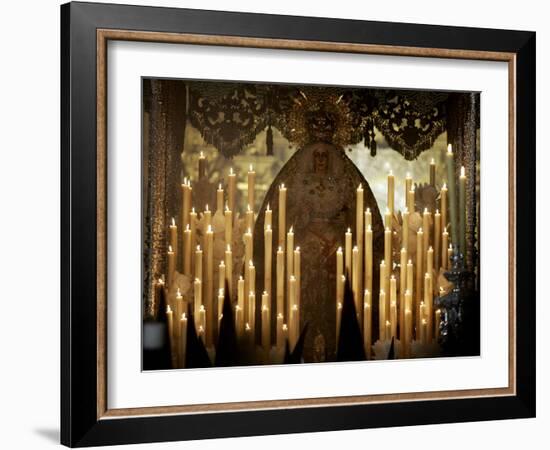 Penitents Follow La Macarena During a Holy Week Procession-null-Framed Photographic Print