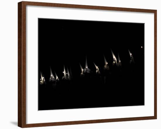 Penitents Participate in Procession of 'Jesus Yacente' Brotherhood, During Holy Week in Zamora-null-Framed Photographic Print