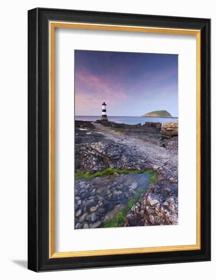 Penmon Point Lighthouse and Puffin Island, Anglesey, North Wales-Adam Burton-Framed Photographic Print