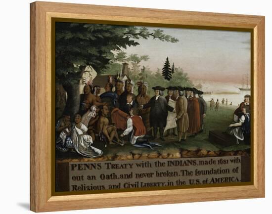 Penn's Treaty with the Indians, 1840-45-Edward Hicks-Framed Premier Image Canvas