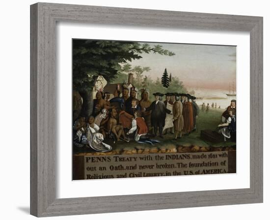 Penn's Treaty with the Indians, 1840-45-Edward Hicks-Framed Giclee Print