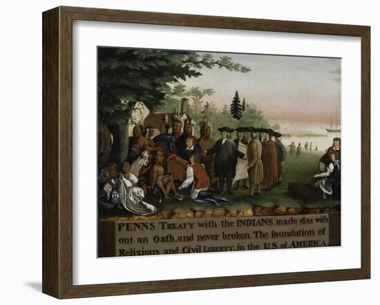 Penn's Treaty with the Indians, 1840-45-Edward Hicks-Framed Giclee Print