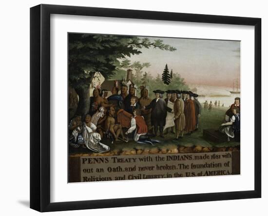 Penn's Treaty with the Indians, 1840-45-Edward Hicks-Framed Giclee Print