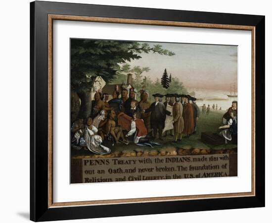 Penn's Treaty with the Indians, 1840-45-Edward Hicks-Framed Giclee Print