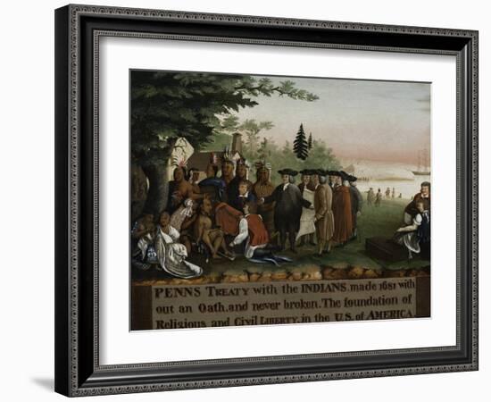 Penn's Treaty with the Indians, 1840-45-Edward Hicks-Framed Giclee Print