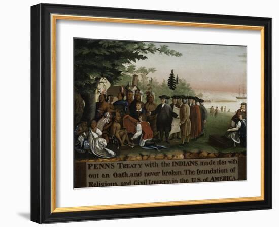 Penn's Treaty with the Indians, 1840-45-Edward Hicks-Framed Giclee Print