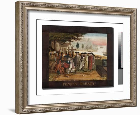 Penn's Treaty with the Indians, C.1830-35 (Oil on Canvas)-Edward Hicks-Framed Giclee Print