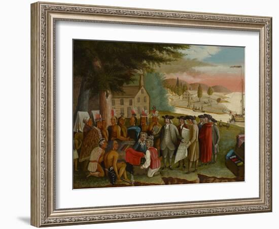 Penn's Treaty with the Indians, C.1830-40 (Oil on Canvas)-Edward Hicks-Framed Giclee Print