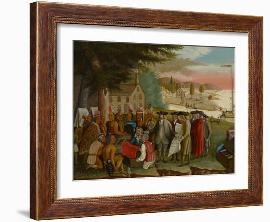 Penn's Treaty with the Indians, C.1830-40 (Oil on Canvas)-Edward Hicks-Framed Giclee Print