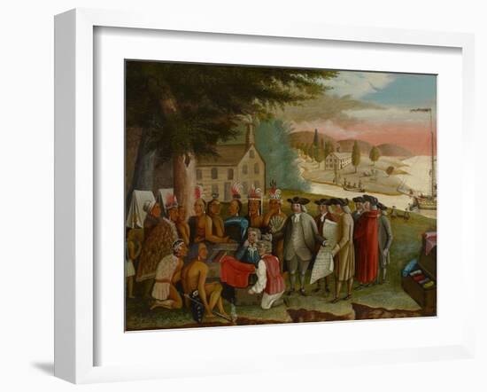 Penn's Treaty with the Indians, C.1830-40 (Oil on Canvas)-Edward Hicks-Framed Giclee Print