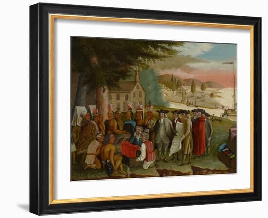 Penn's Treaty with the Indians, C.1830-40 (Oil on Canvas)-Edward Hicks-Framed Giclee Print