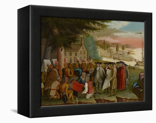 Penn's Treaty with the Indians, C.1830-40 (Oil on Canvas)-Edward Hicks-Framed Premier Image Canvas