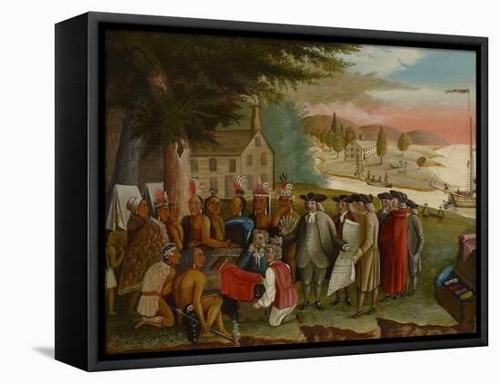 Penn's Treaty with the Indians, C.1830-40 (Oil on Canvas)-Edward Hicks-Framed Premier Image Canvas