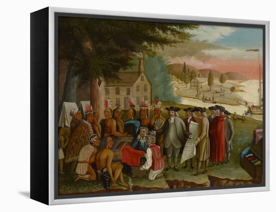 Penn's Treaty with the Indians, C.1830-40 (Oil on Canvas)-Edward Hicks-Framed Premier Image Canvas