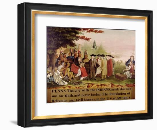 Penn's Treaty with the Indians circa 1840-Edward Hicks-Framed Giclee Print