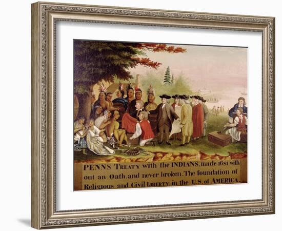 Penn's Treaty with the Indians circa 1840-Edward Hicks-Framed Giclee Print