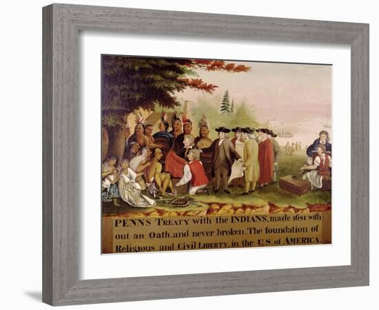 Penn's Treaty with the Indians circa 1840-Edward Hicks-Framed Giclee Print