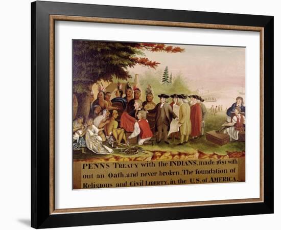 Penn's Treaty with the Indians circa 1840-Edward Hicks-Framed Giclee Print