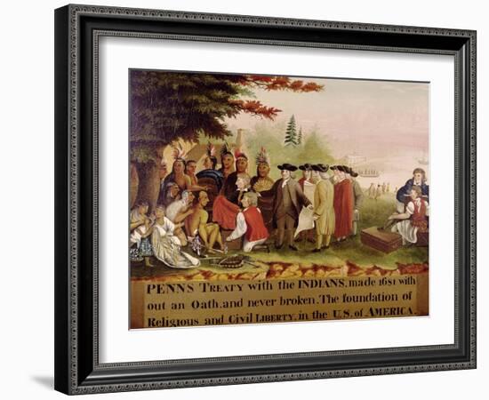 Penn's Treaty with the Indians circa 1840-Edward Hicks-Framed Giclee Print
