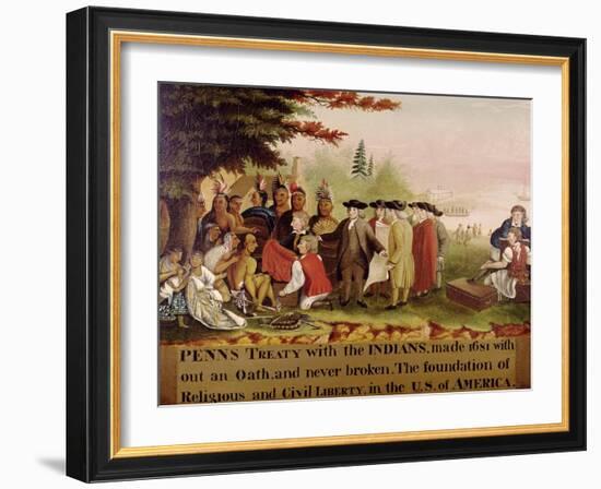 Penn's Treaty with the Indians circa 1840-Edward Hicks-Framed Giclee Print