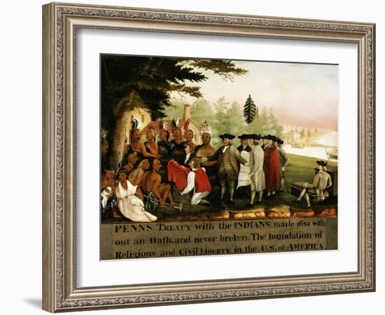 Penn's Treaty with the Indians-Edward Hicks-Framed Giclee Print