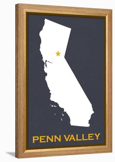 Penn Valley, California - Home State - White on Gray-Lantern Press-Framed Stretched Canvas