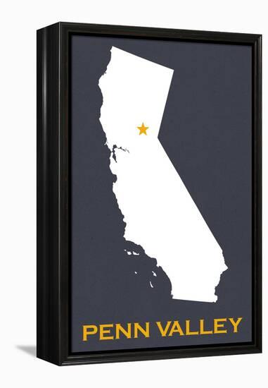 Penn Valley, California - Home State - White on Gray-Lantern Press-Framed Stretched Canvas