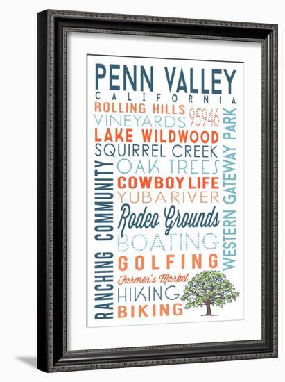 Penn Valley, California - Typography-Lantern Press-Framed Art Print