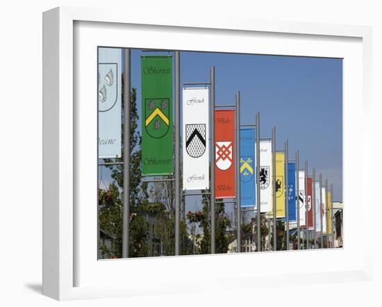 Pennants in Eyre Square Representing the Tribes of Galway, County Galway, Connacht, Ireland-Gary Cook-Framed Photographic Print