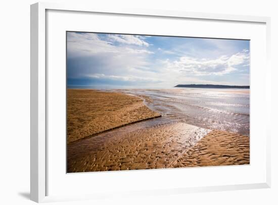Pennard Pill Meets the Bristol Channel at Three Cliffs Bay, Gower, South Wales, UK-Nigel John-Framed Photographic Print