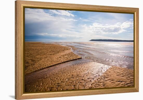 Pennard Pill Meets the Bristol Channel at Three Cliffs Bay, Gower, South Wales, UK-Nigel John-Framed Premier Image Canvas