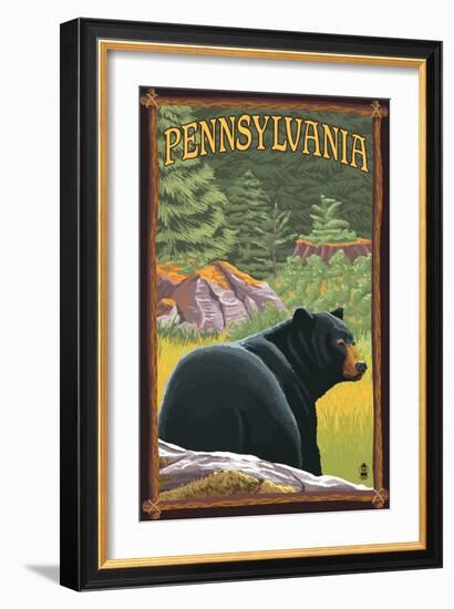 Pennsylvania - Bear in Forest-Lantern Press-Framed Art Print