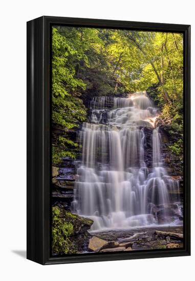 Pennsylvania, Benton, Ricketts Glen State Park. Ganoga Falls Cascade-Jay O'brien-Framed Premier Image Canvas