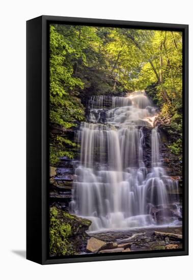 Pennsylvania, Benton, Ricketts Glen State Park. Ganoga Falls Cascade-Jay O'brien-Framed Premier Image Canvas