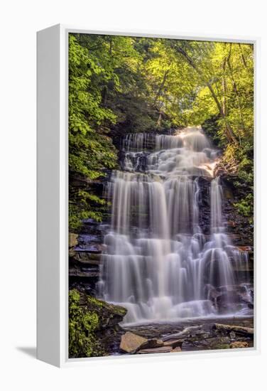 Pennsylvania, Benton, Ricketts Glen State Park. Ganoga Falls Cascade-Jay O'brien-Framed Premier Image Canvas