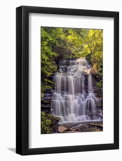 Pennsylvania, Benton, Ricketts Glen State Park. Ganoga Falls Cascade-Jay O'brien-Framed Photographic Print