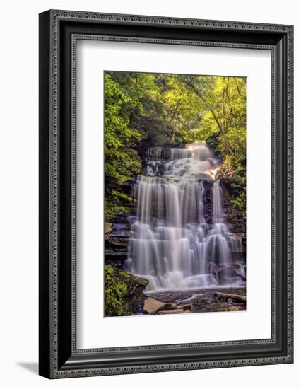 Pennsylvania, Benton, Ricketts Glen State Park. Ganoga Falls Cascade-Jay O'brien-Framed Photographic Print