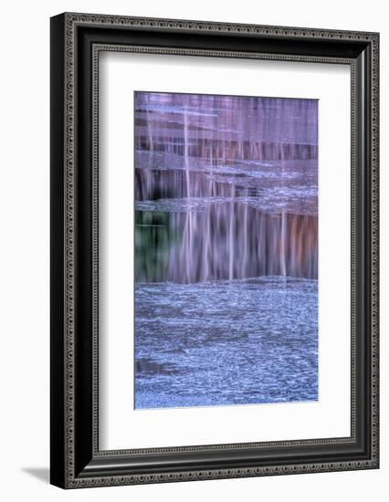 Pennsylvania, Delaware Water Gap NRA. Tree Reflection on Icy Lake-Jay O'brien-Framed Photographic Print