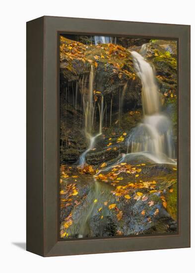 Pennsylvania, Delaware Water Gap NRA. Waterfall over Rocks-Jay O'brien-Framed Premier Image Canvas